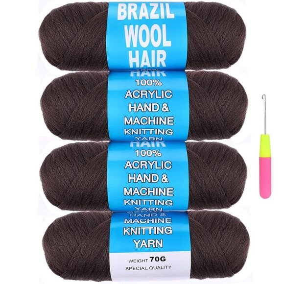 Other - 4 Roll Brazilian Wool Hair Acrylic Yarn for African Crochet Hair Jumbo Braid Sen